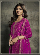 Embroidered Shilpa Shetty Salwar Suit in Pink